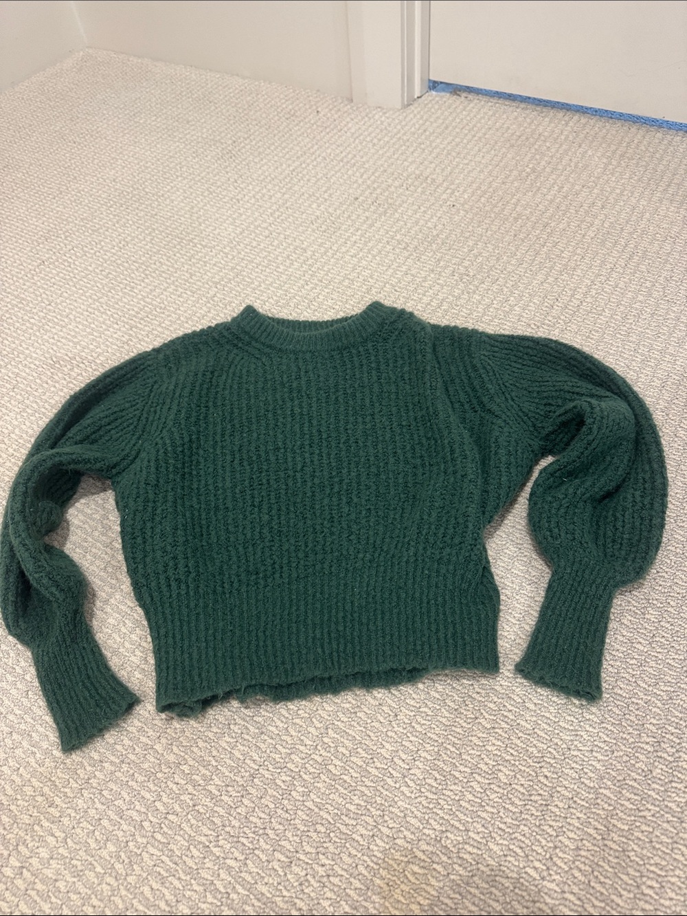 GB girls Dark Green Ribbed Knit Crewneck Sweater
